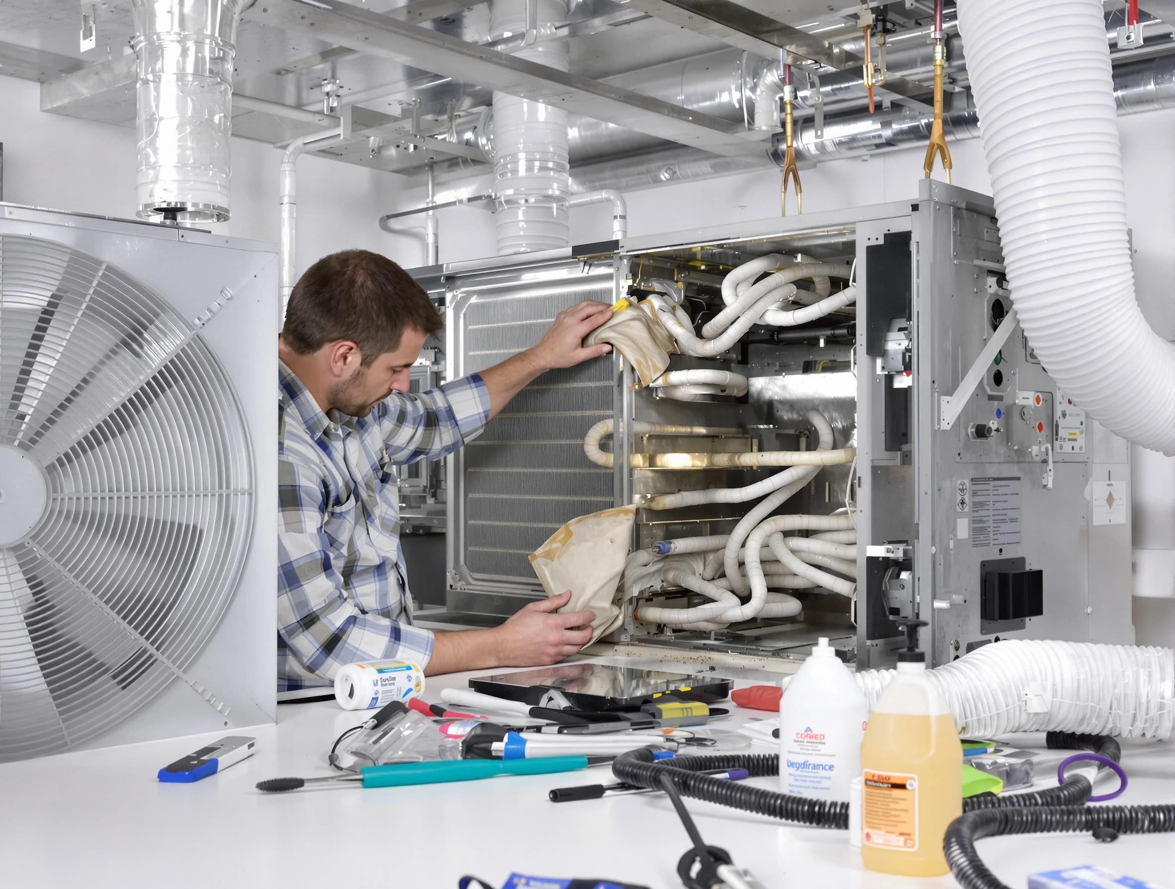 Rostraver Air Duct Cleaning specialist performing precision AC coil cleaning in Rostraver