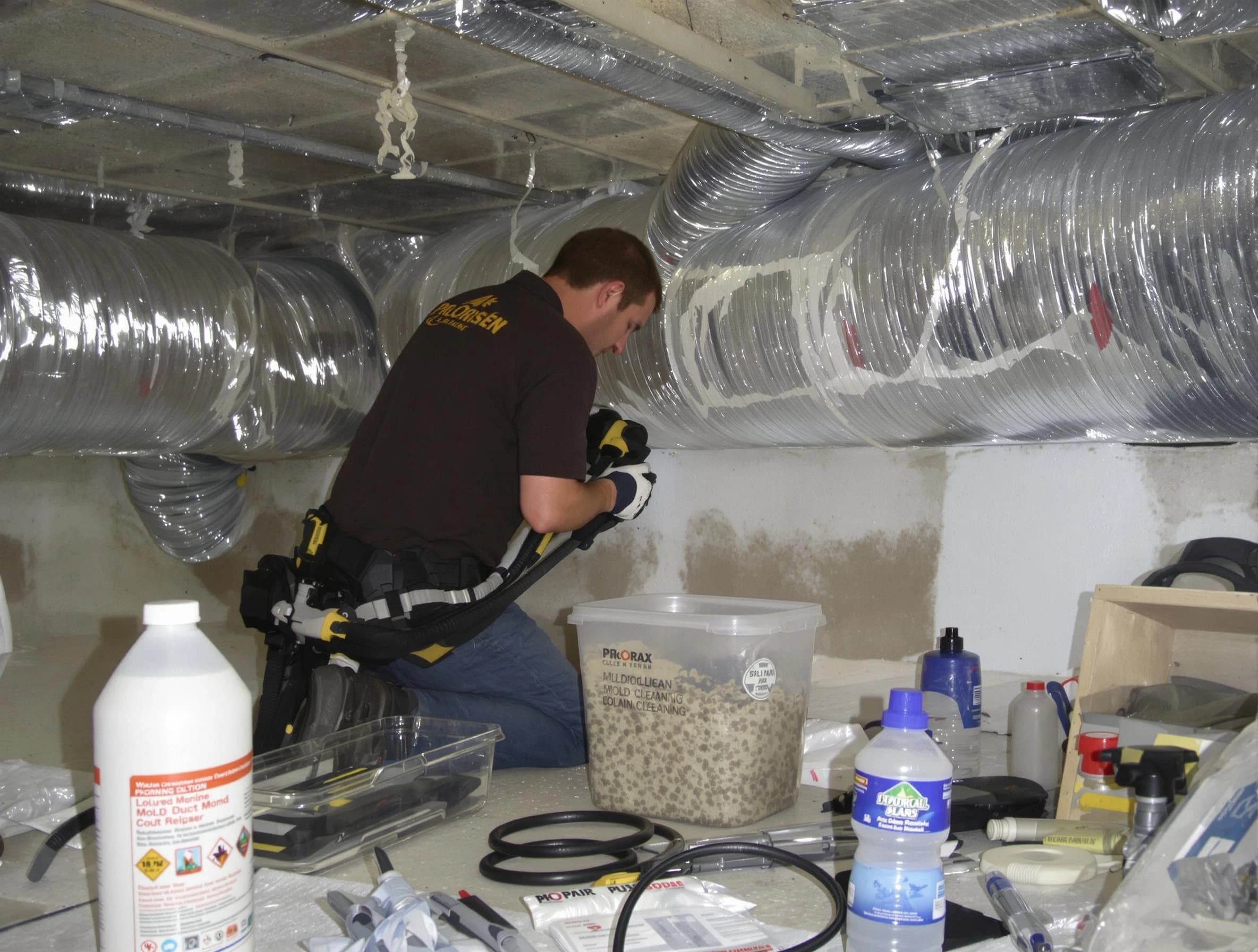 Rostraver Air Duct Cleaning specialist performing professional mold removal from air ducts in Rostraver