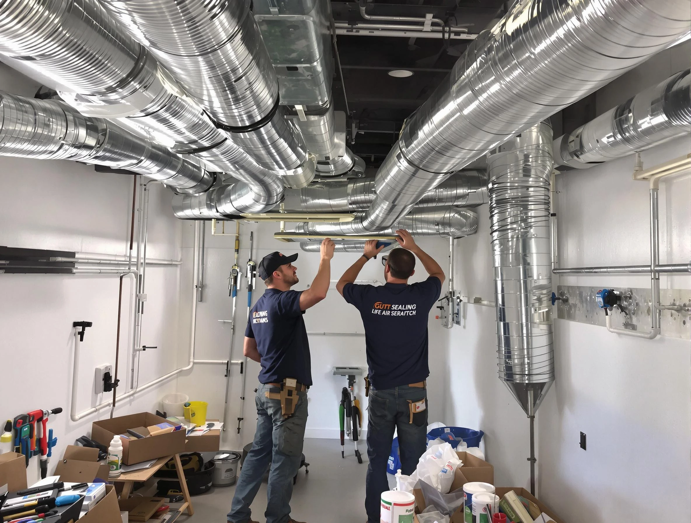 Rostraver Air Duct Cleaning technician applying professional duct sealing solutions in Rostraver